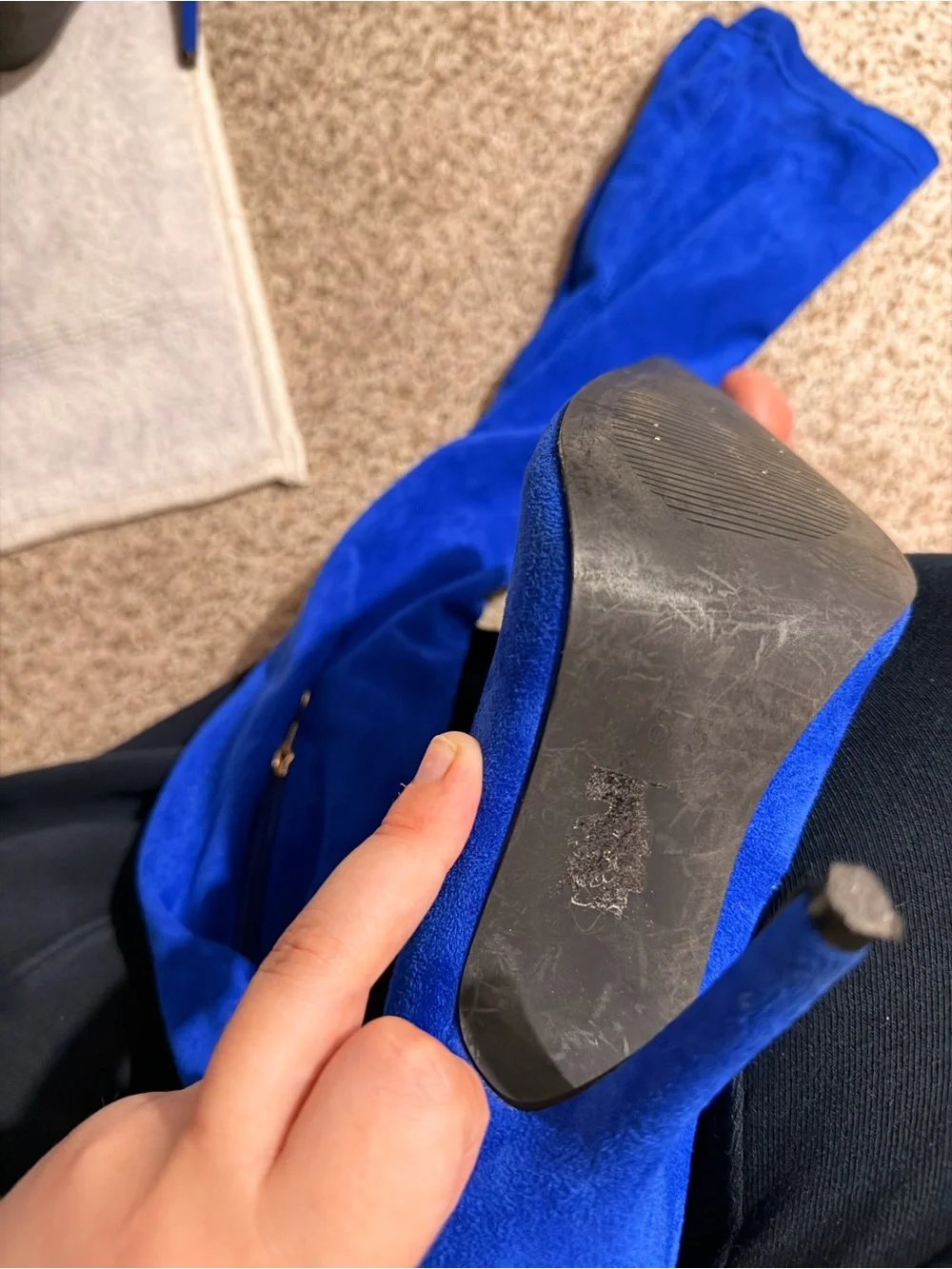Azalea Wang Blue Suede Thigh High Boots
